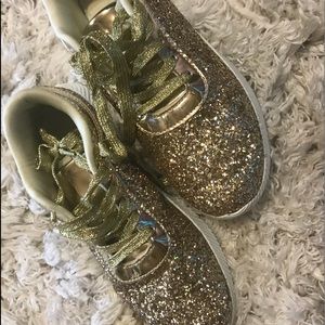 Gold glittery sneakers